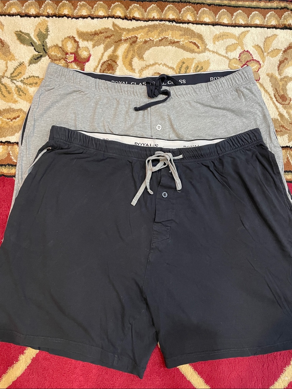 Royal Class Men's Hybrid Sleepwear Shorts - Black and Heather Gray
